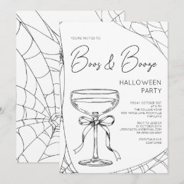 Boos and Booze Cocktail Vuxen Halloweenfest Inbjudningar