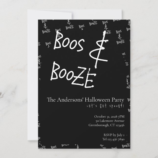 Boos and Booze Halloween Party Inbjudningar (Framsida)