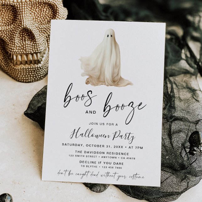 Boos and Booze Halloween Party Invitation Ghost Inbjudningar (Skapare uppladdad)