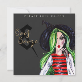 Boos and Booze Halloween Witch Party Invitation Inbjudningar