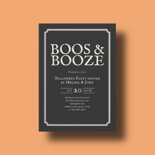 Boos And Booze Vintage Halloweenfest Black Inbjudningar
