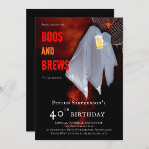 Boos and Brews Ghost Halloween 40:e födelsedagen P Inbjudningar