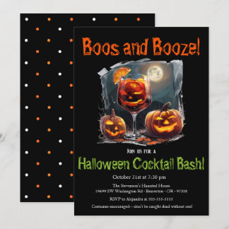 "Boos and Sprit" Halloween Cocktail Bash Party Inbjudningar