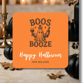 Boos & Booze Vintage Ghost  Fyrkantigt Klistermärke