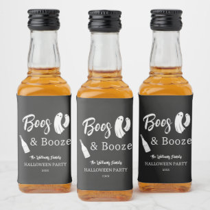 Boos & Booze Vuxen Halloween Chic Svart Inbjudan Spritflaskor Etikett