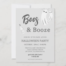 Boos & Booze Vuxen Halloween Grå Vit Inbjudan