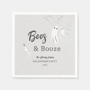Boos & Booze Vuxen Halloween Ljusgrå Inbjudan Pappersservett