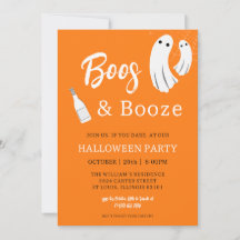 Boos & Booze Vuxen Halloween Orange Inbjudan