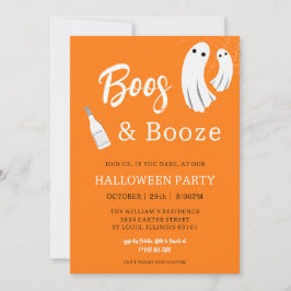 Boos & Booze Vuxen Halloween Orange Inbjudan