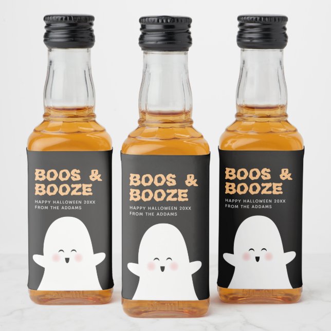 Boos & Boozed Halloween Cute Ghost Mini Alcohol Spritflaskor Etikett (Flaskor)