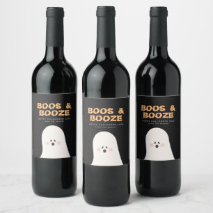 Boos & Boozed Halloween Cute Ghost Vin-etikett Vinflaska Etikett