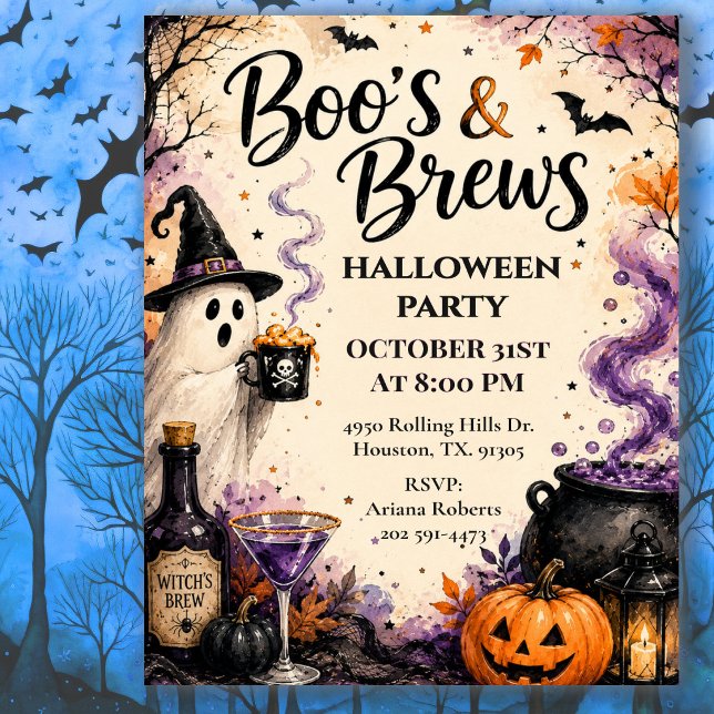 Boo's & Brews Halloween Cocktail-fest Inbjudningar (Skapare uppladdad)