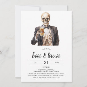 Boos & Brews Halloween Vuxen Party-inbjudan Inbjudningar
