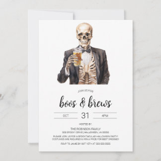 Boos & Brews Halloween Vuxen Party-inbjudan Inbjudningar