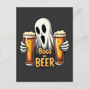 Boos eller Beer Funny Oktoberfest Halloween Ghost Meddelande Vykort