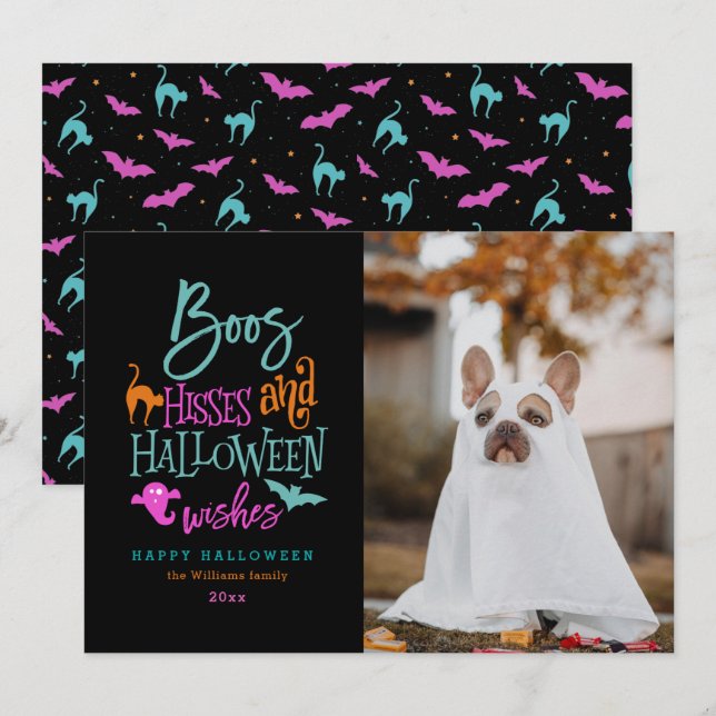 Boos Hisses och Halloween Önskemål-fotokort Kort (Fram/baksida)