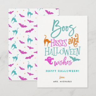 Boos Hisses och Halloween Önskemål-kort Inbjudningar
