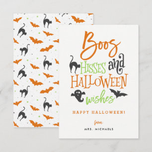 Boos Hisses och Halloween Önskemål-kort Inbjudningar