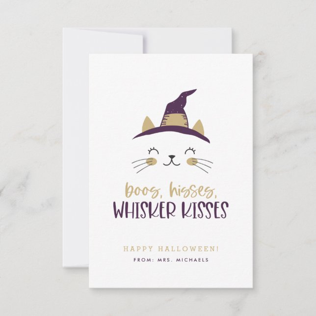 Boos, Hisses, Whisker Kisses Halloween-kort Inbjudningar (Framsida)