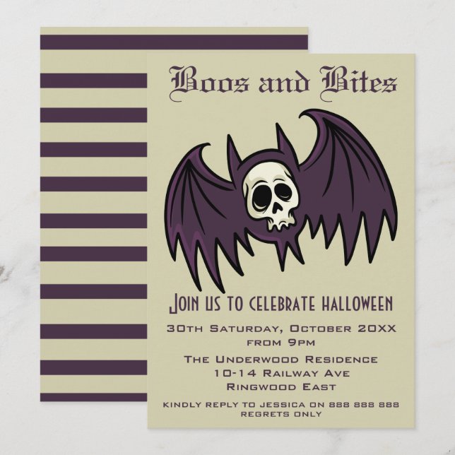 BOOS OCH BITOR HALLOWEEN INBJUDNINGAR (Fram/baksida)