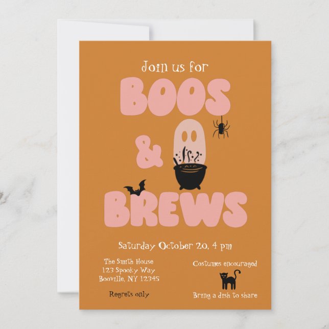 Boos och Brews Cute Halloween Inbjudningar (Framsida)