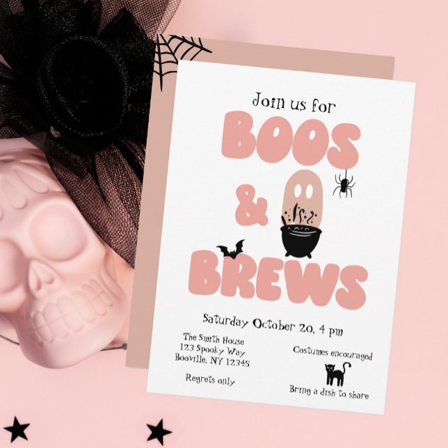 Boos och Brews Cute Womens Halloween Inbjudningar (Skapare uppladdad)