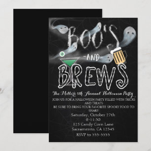 Boos och Brews Halloween Costume Party-inbjudninga Inbjudningar