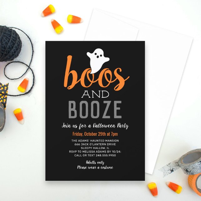 Boos och Sprit Black Orange Vuxen Halloween fest Inbjudningar (Skapare uppladdad)