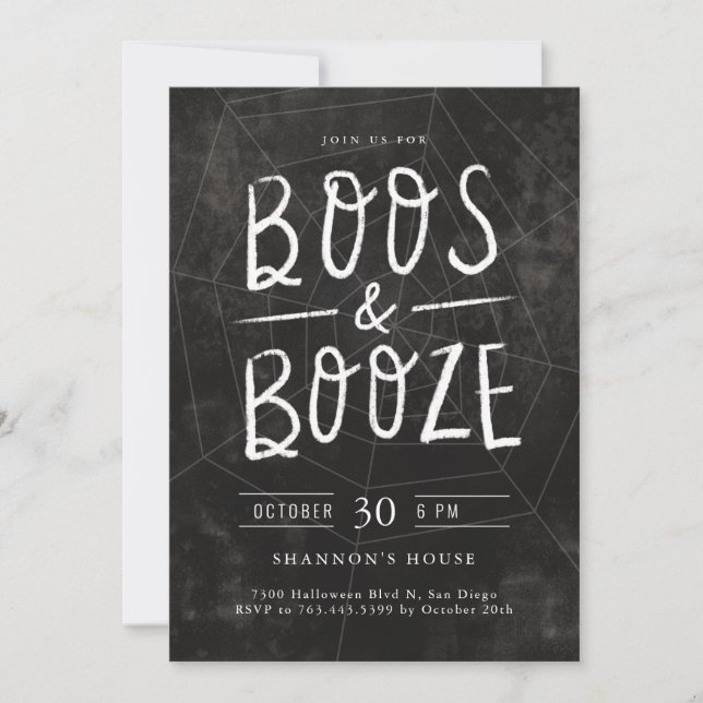 Boos och Sprit Chalk Hand Lettered Halloween fest Inbjudningar (Framsida)