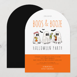 Boos och sprit citat spök vuxen Halloween-fest Inbjudningar