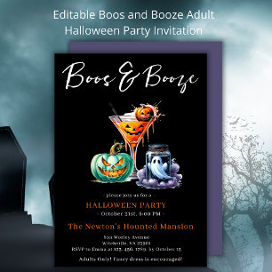 Boos och Sprit Coctails Halloween fest Inbjudningar