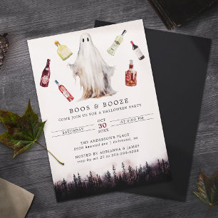 Boos och Sprit Funny Ghost Vuxen Halloween fest Inbjudningar
