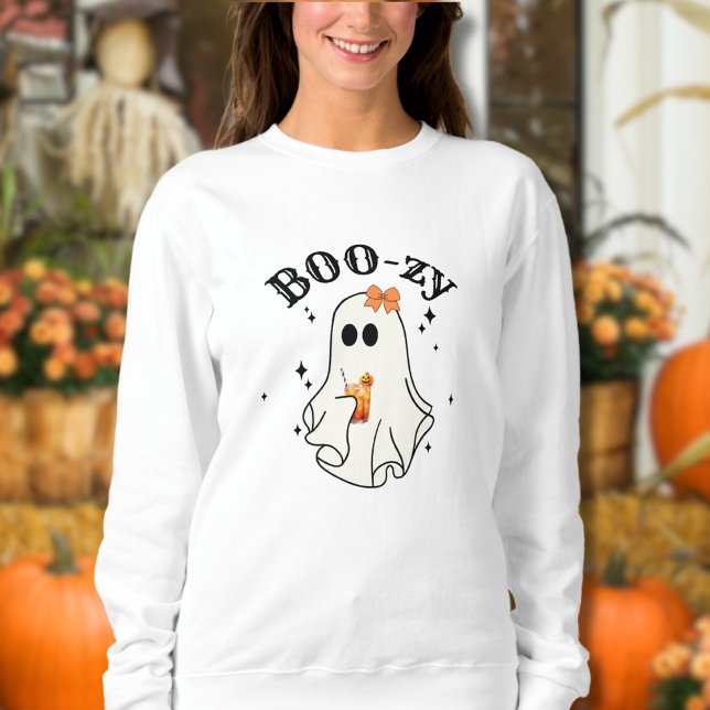 Boos och Sprit Ghost Halloween T Shirt (Happy Halloween Drinking Cocktail Funny Ghost Sweatshirt)
