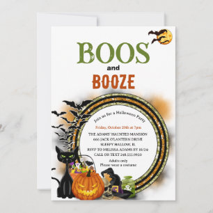 Boos och sprit grön Orange vuxen Halloweenfest Inbjudningar
