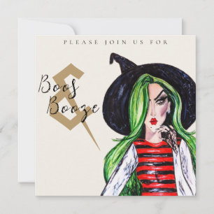 Boos och sprit Halloween-häxkalas inbjudan