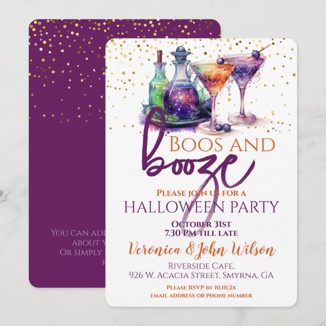Boos och Sprit Halloween Inbjudningar (Fram/baksida)
