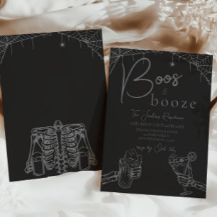 Boos och Sprit Halloween Skeleton-partiets inbjuda Inbjudningar