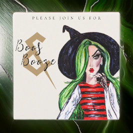 Boos och Sprit Halloween Witch Party bjudande in