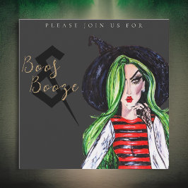 Boos och Sprit Halloween Witch Party bjudande in