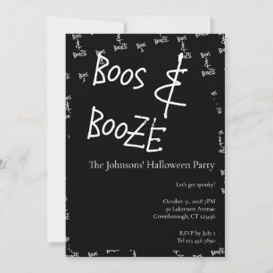 Boos och sprit Halloweenfest Svart och Vitt Inbjudningar