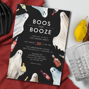 Boos och Sprit Mörk Modern Vuxen Halloween fest Inbjudningar