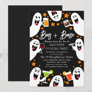 Boos och sprit Rolig vuxen Halloweenfest med spöke Inbjudningar