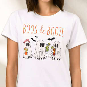 Boos och sprit Roligt spöke Söt vuxen Halloween T Shirt