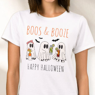 Boos och sprit Roligt spöke Söt vuxen Halloween T Shirt