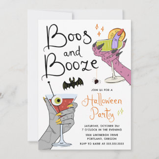 Boos och sprit Skumma cocktails Halloween-fest Inbjudningar