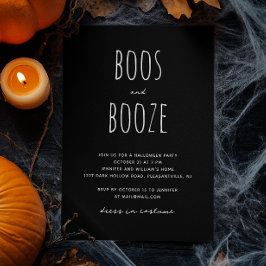 Boos och Sprit | Svart minimalistisk Halloween fes Inbjudningar
