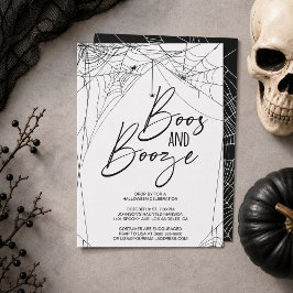 Boos och sprit Svart vit spindelnät Halloween Inbjudningar