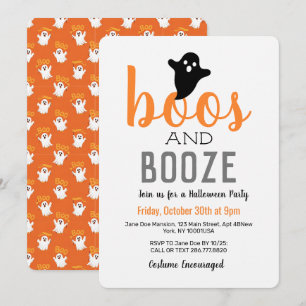 Boos och sprit Svart Vitt Orange Halloween-fest Inbjudningar