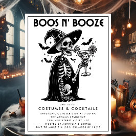 Boos och Sprit Svarta Vuxen Halloween fest Inbjudningar