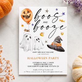 Boos och sprit Vattenfärg Spöke Vuxen Halloween Inbjudningar
